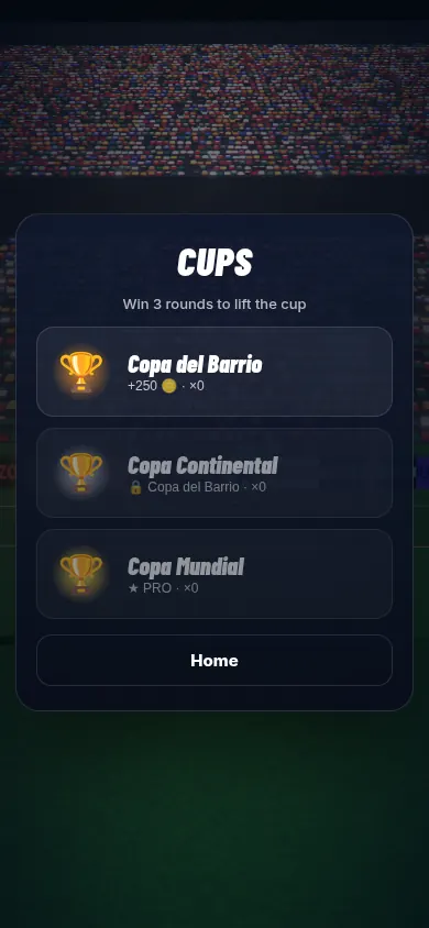 Efectazo cups: Copa del Barrio, Copa Continental, Copa Mundial