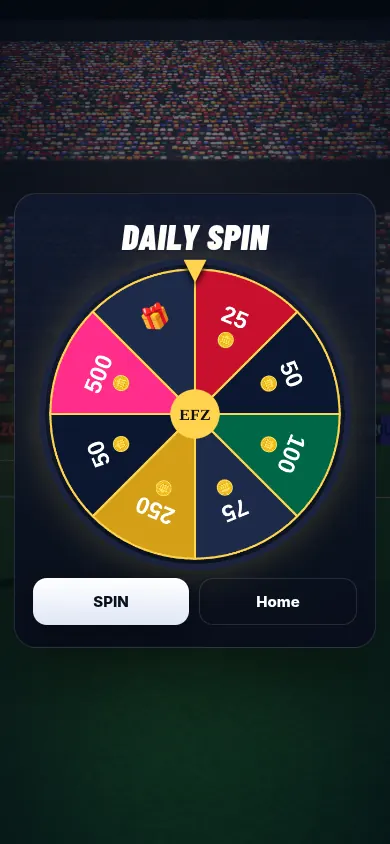 Daily spin wheel with coin prizes